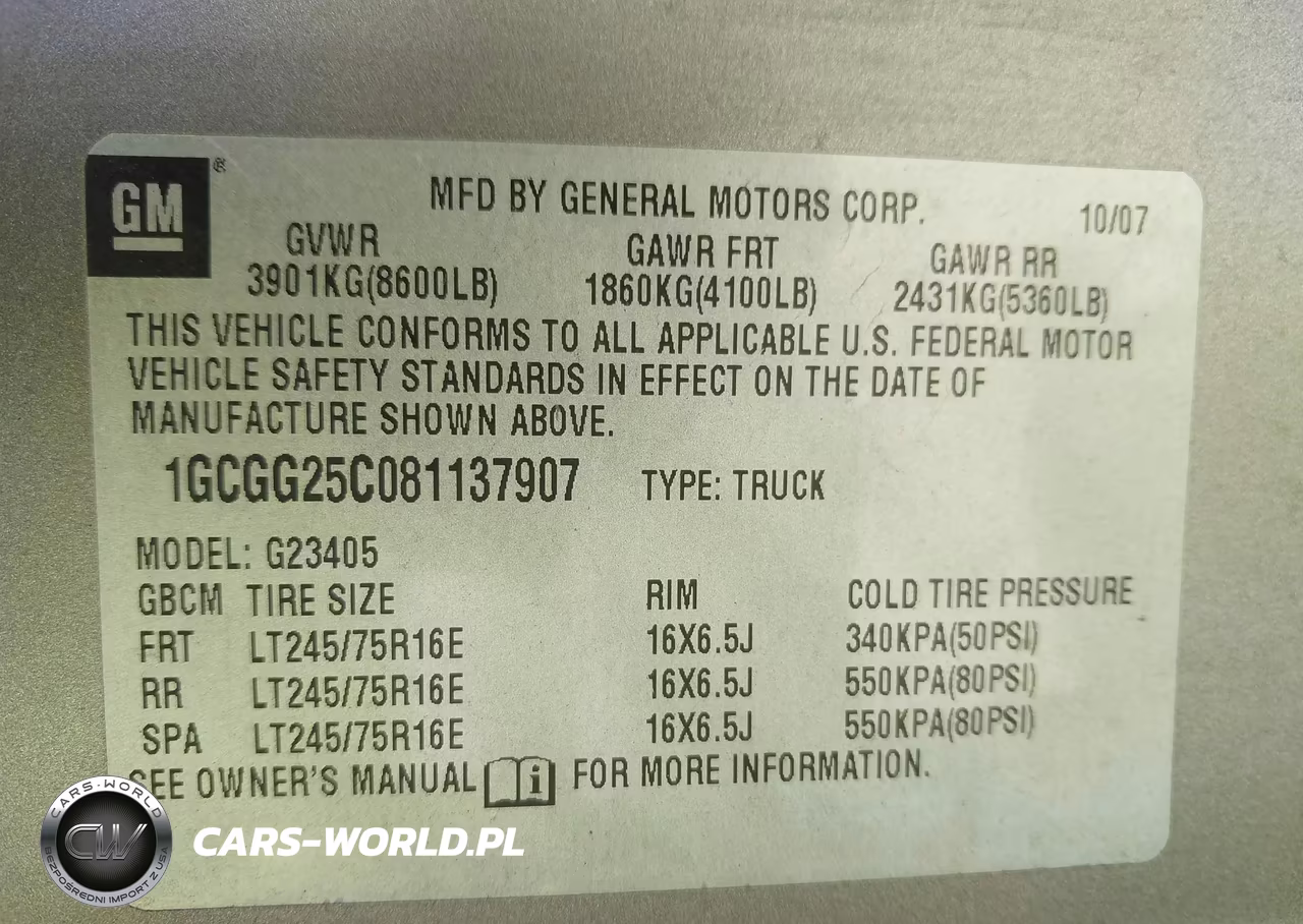 2008 Chevrolet Express Work Van VIN:1GCGG25C081137907 - 9
