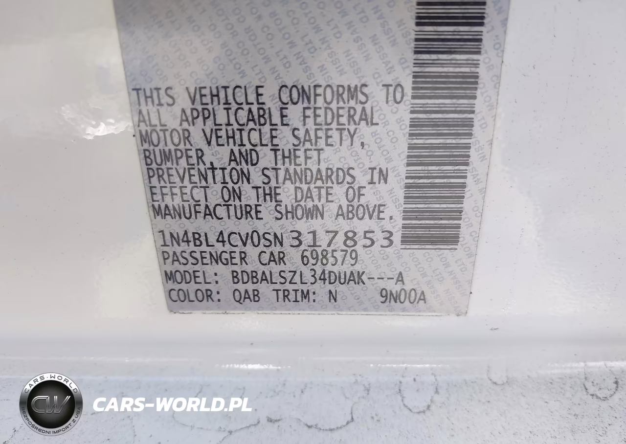 2025 Nissan Altima Sr Fwd VIN:1N4BL4CV0SN317853 - 9