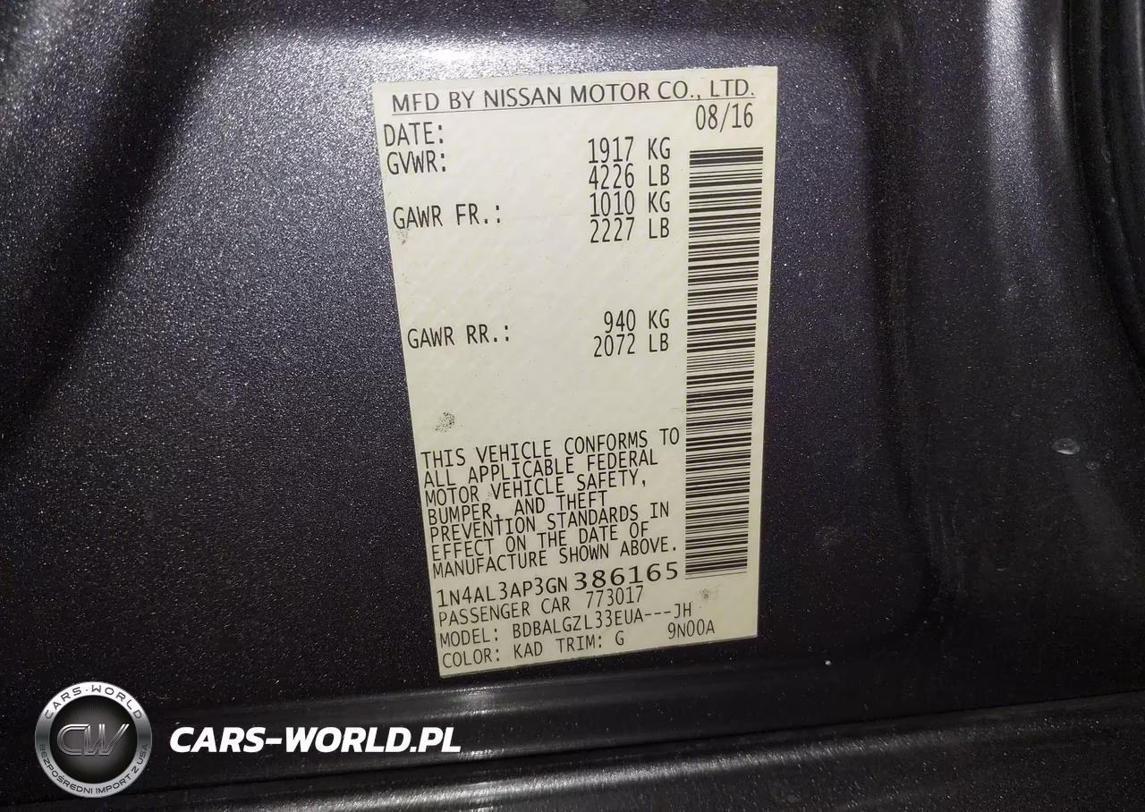 2016 Nissan Altima 2.5 S VIN:1N4AL3AP3GN386165 - 9