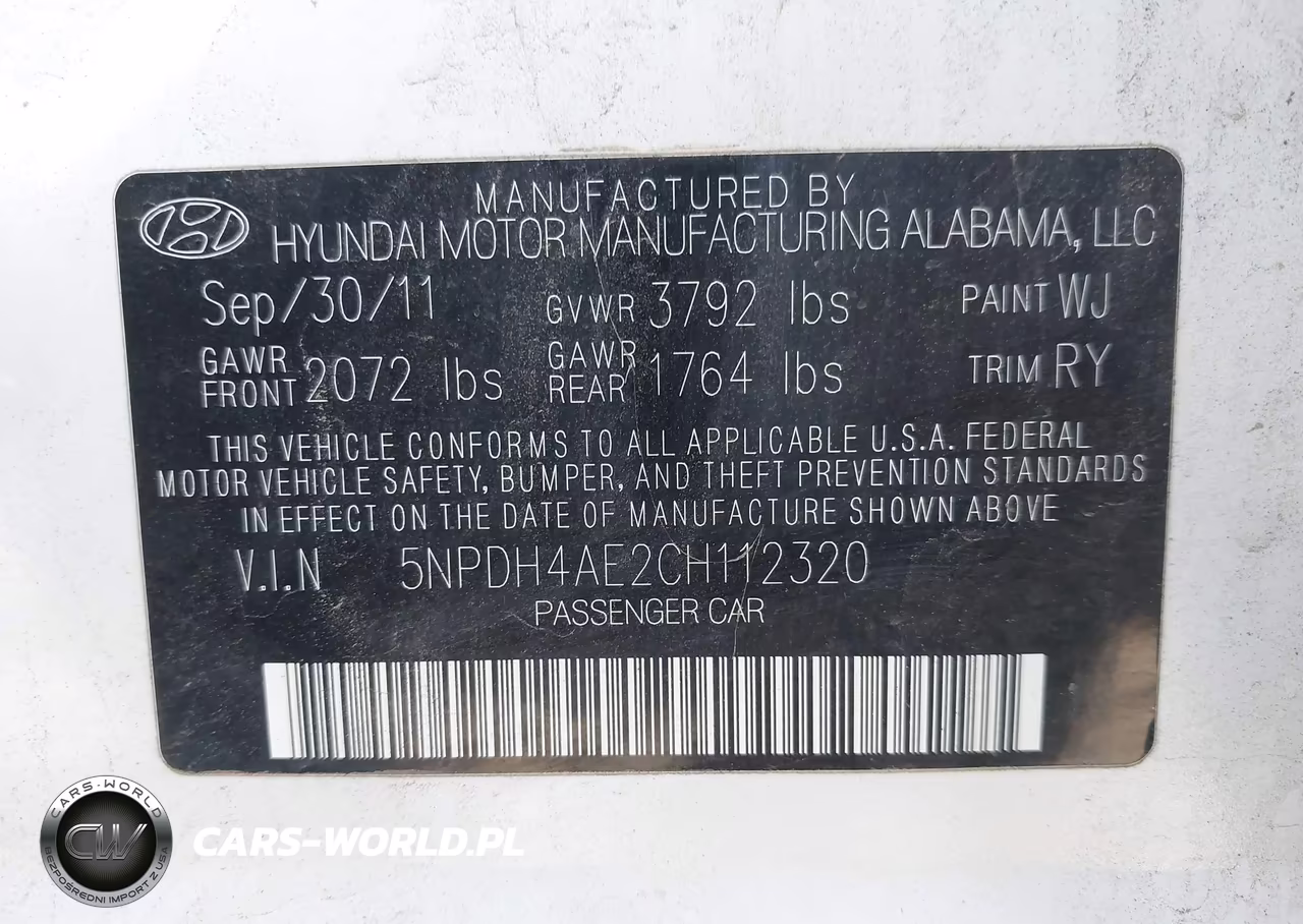 2012 Hyundai Elantra Limited VIN:5NPDH4AE2CH112320 - 9