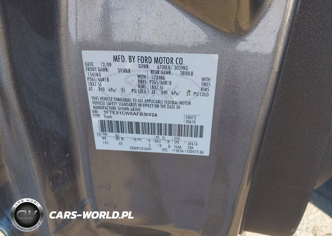 2010 Ford F-150 Stx-Xl VIN:1FTEX1CW5AFB30524 - 9