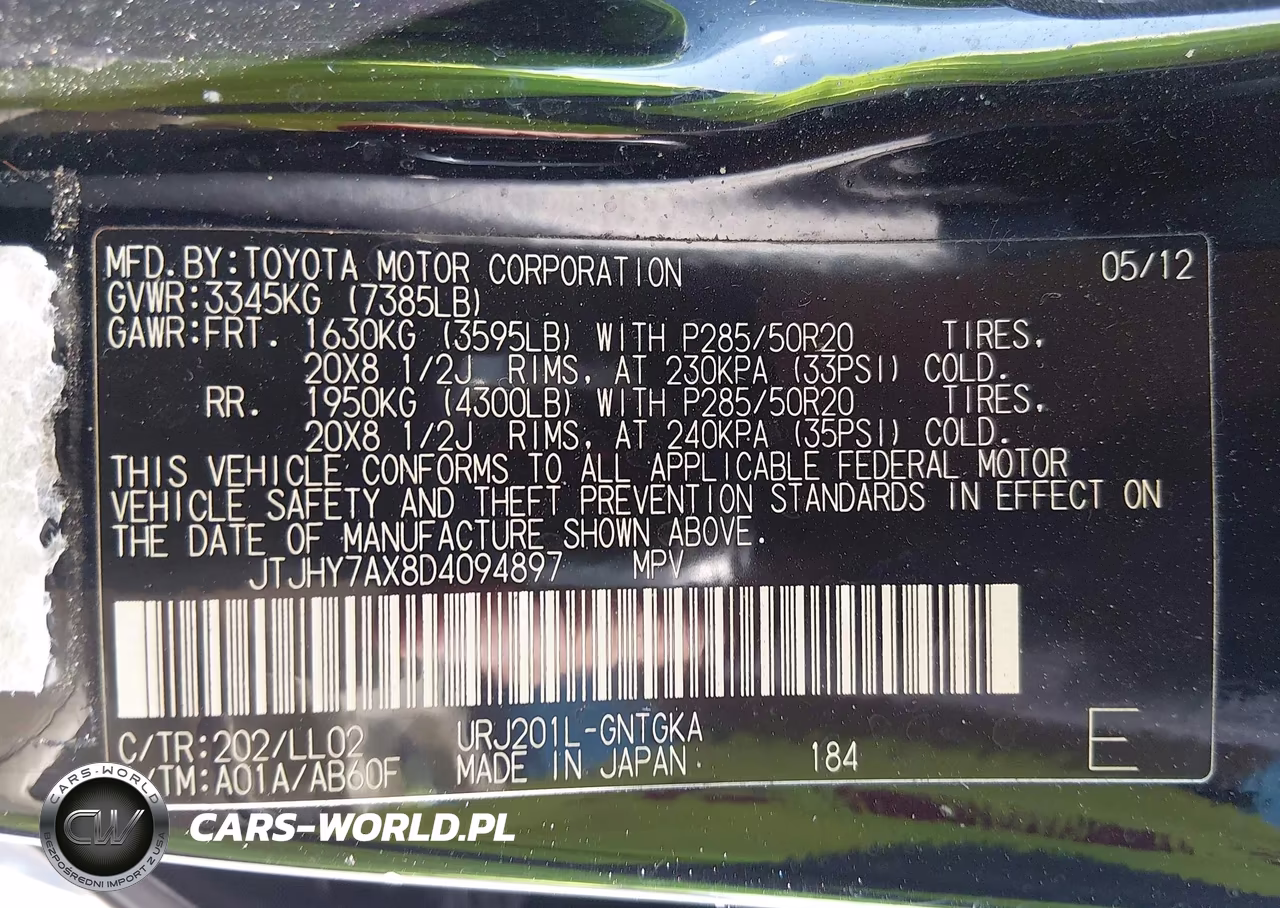 2013 Lexus Lx 570 VIN:JTJHY7AX8D4094897 - 9