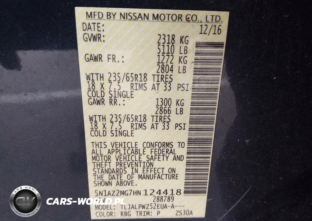 2017 Nissan Murano S VIN:5N1AZ2MG7HN124418 - 9