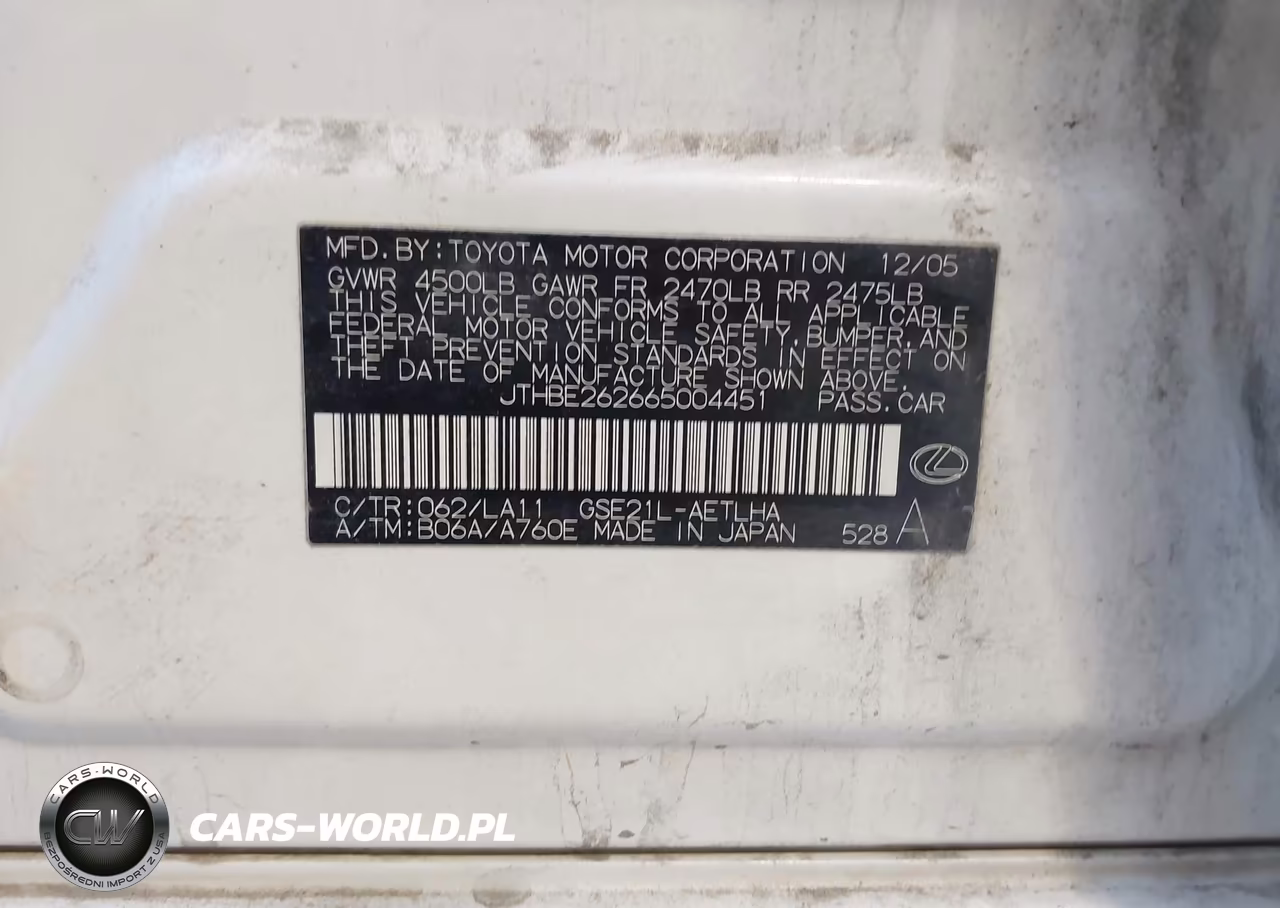 2006 Lexus Is 350 VIN:JTHBE262665004451 - 9