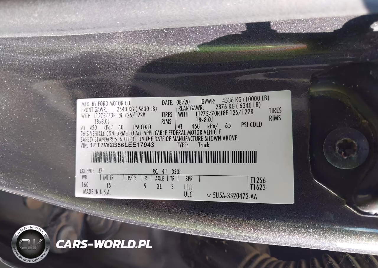 2020 Ford F-250 Xl VIN:1FT7W2B66LEE17043 - 9