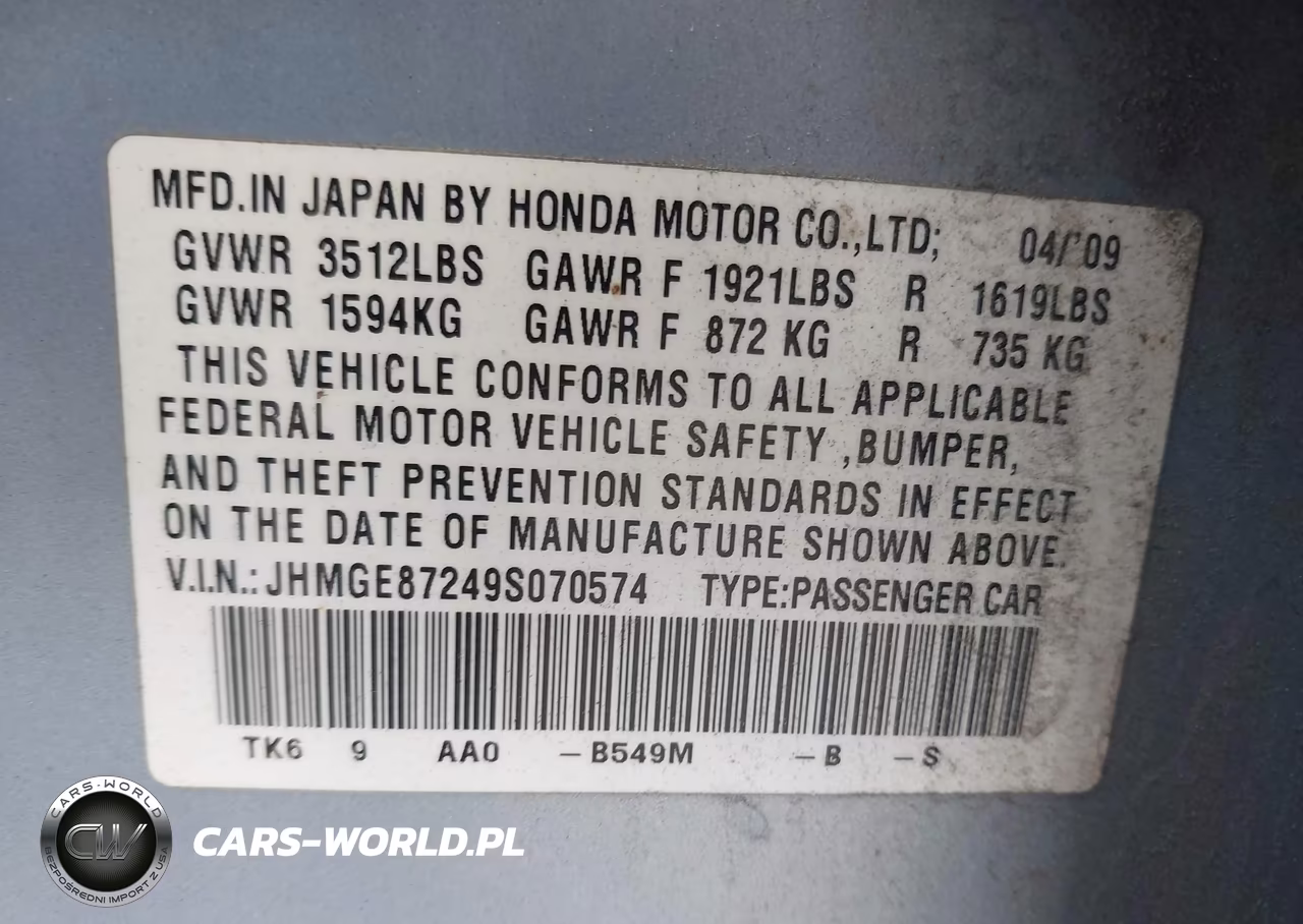 2009 Honda Fit VIN:JHMGE87249S070574 - 9