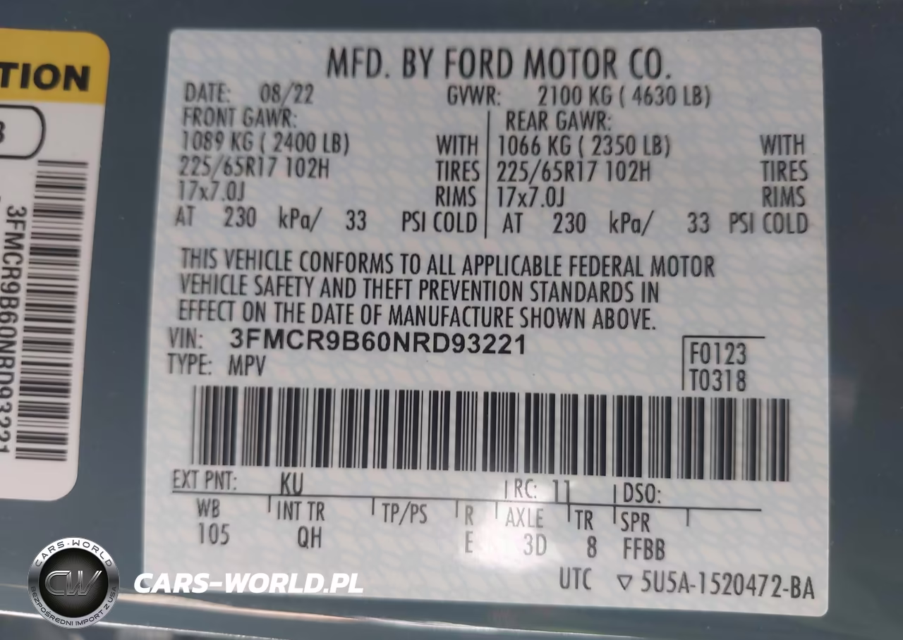 2022 Ford Bronco Sport Big Bend VIN:3FMCR9B60NRD93221 - 9