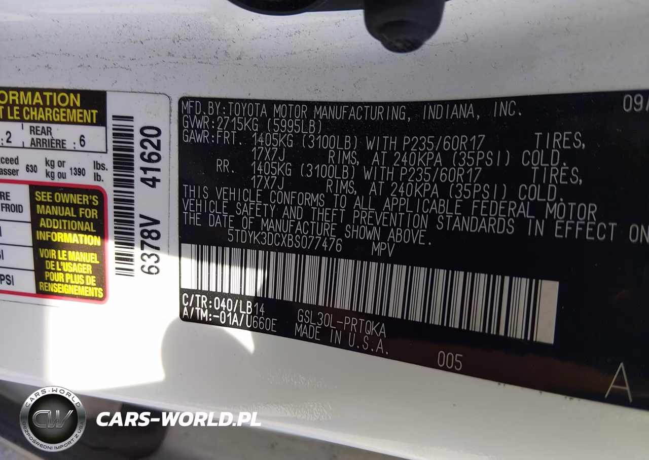 2011 Toyota Sienna Xle V6 VIN:5TDYK3DCXBS077476 - 9