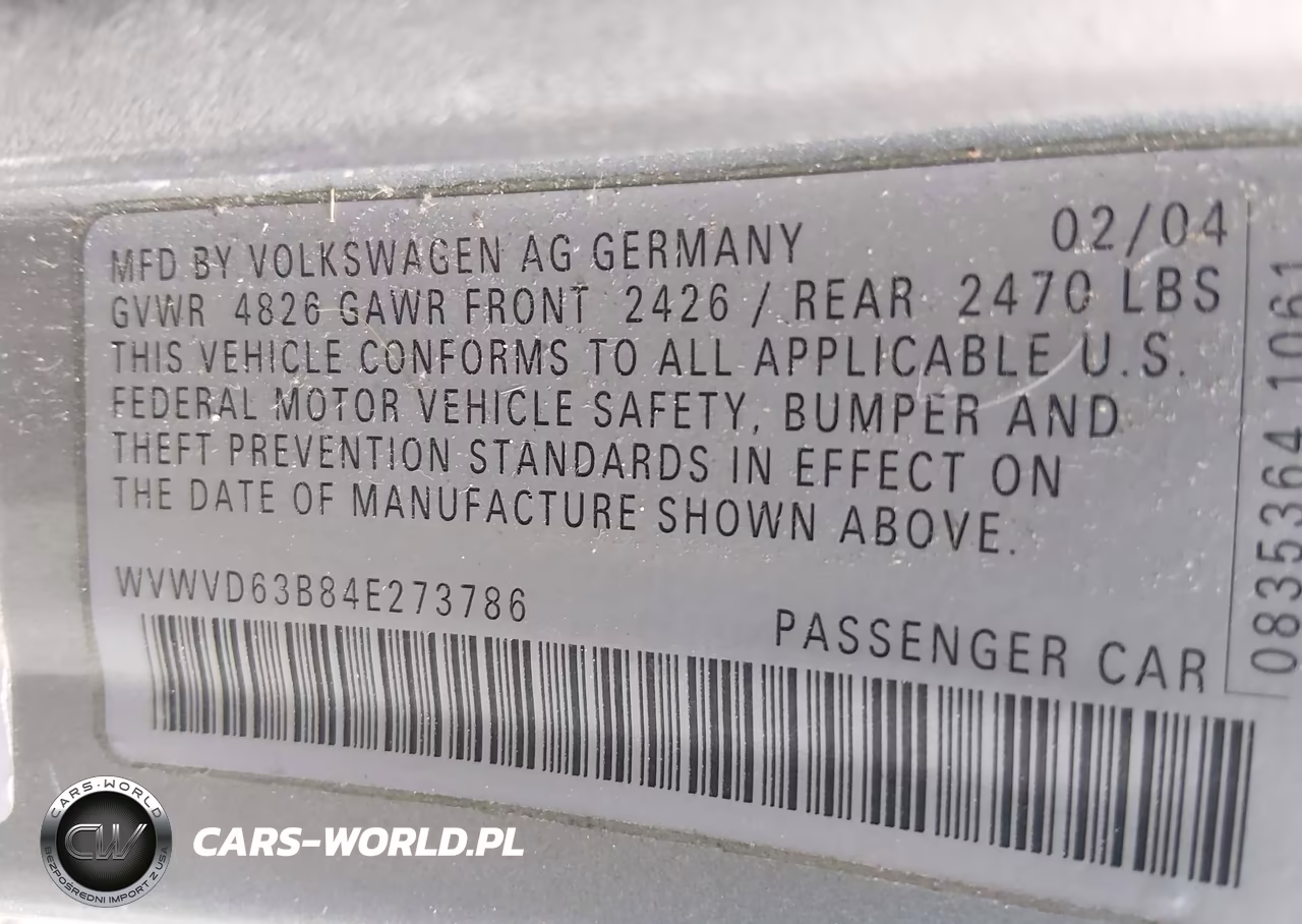 2004 Volkswagen Passat Gls VIN:WVWVD63B84E273786 - 9
