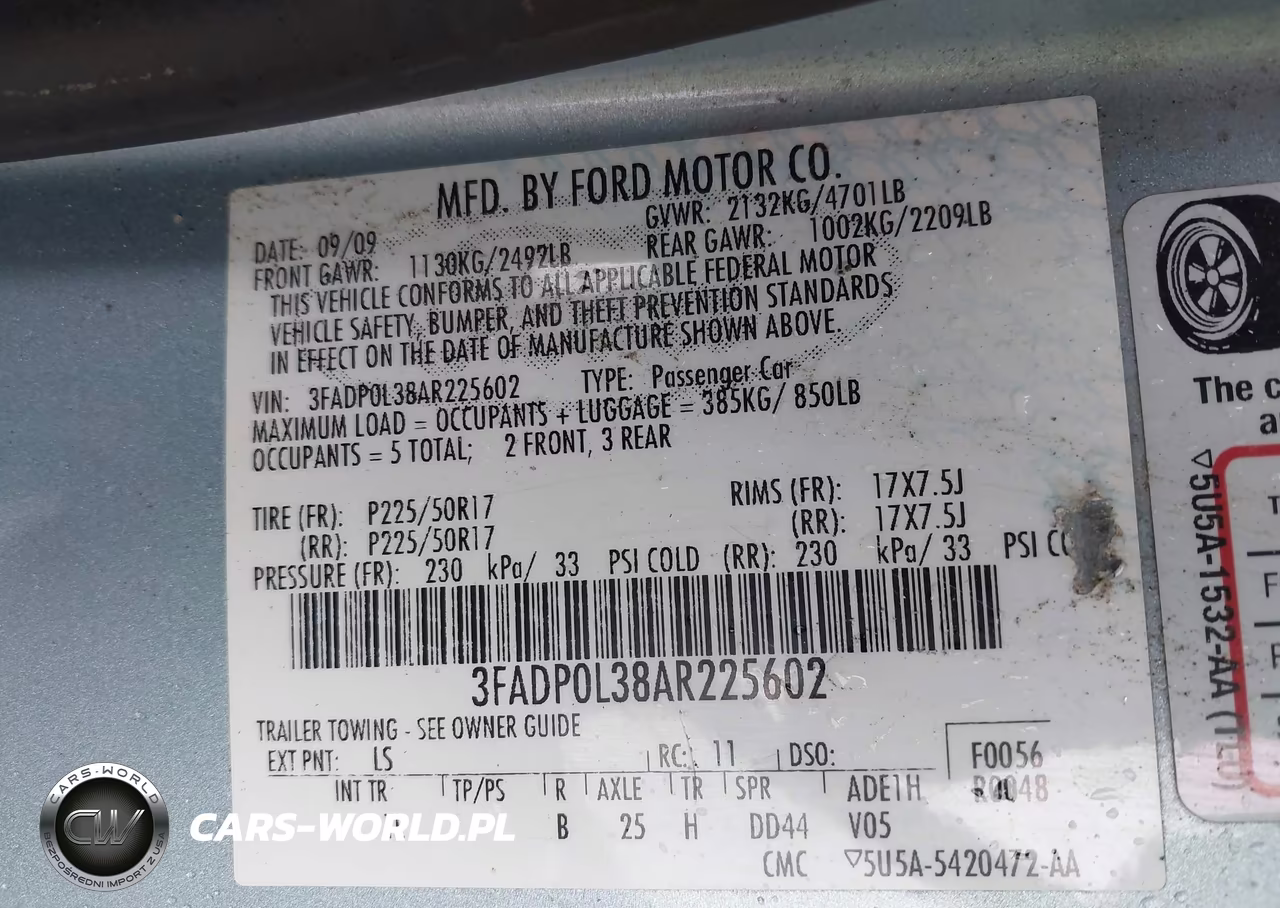 2010 Ford Fusion Hybrid VIN:3FADP0L38AR225602 - 9