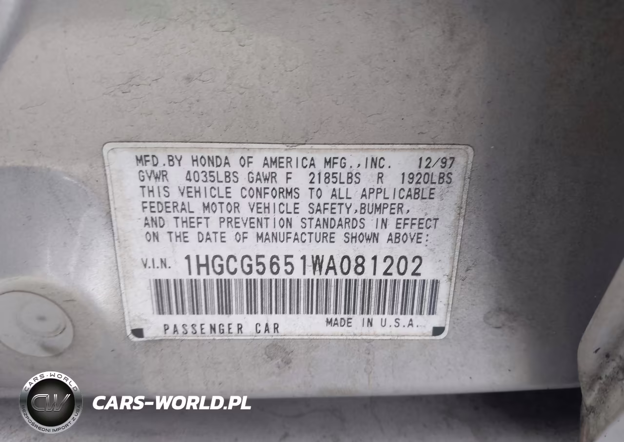 1998 Honda Accord Ex VIN:1HGCG5651WA081202 - 9
