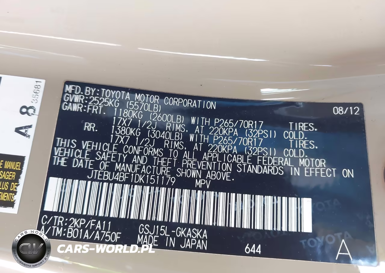 2013 Toyota Fj Cruiser VIN:JTEBU4BF1DK151179 - 9