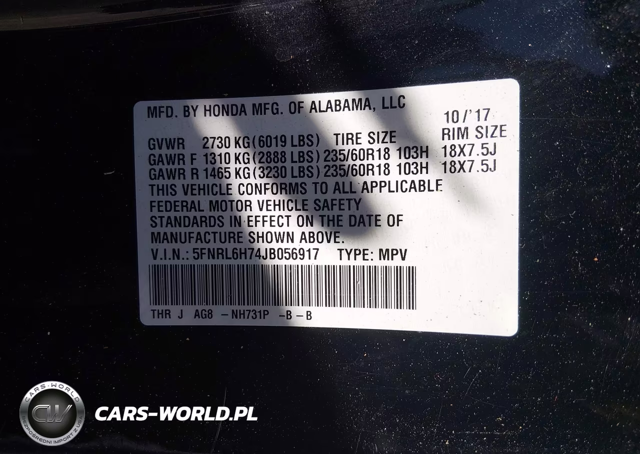 2018 Honda Odyssey Ex-L VIN:5FNRL6H74JB056917 - 9