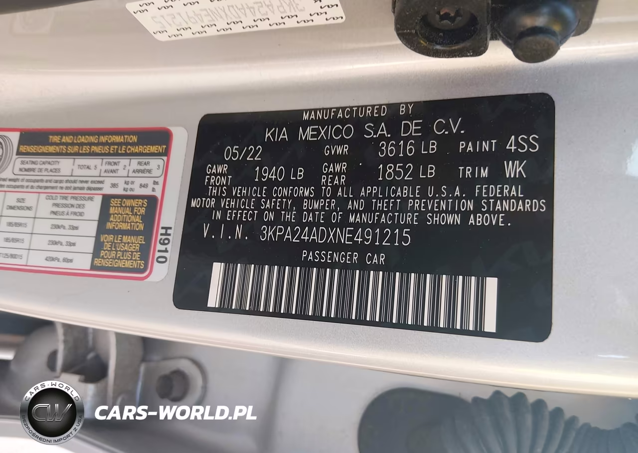 2022 Kia Rio S VIN:3KPA24ADXNE491215 - 9