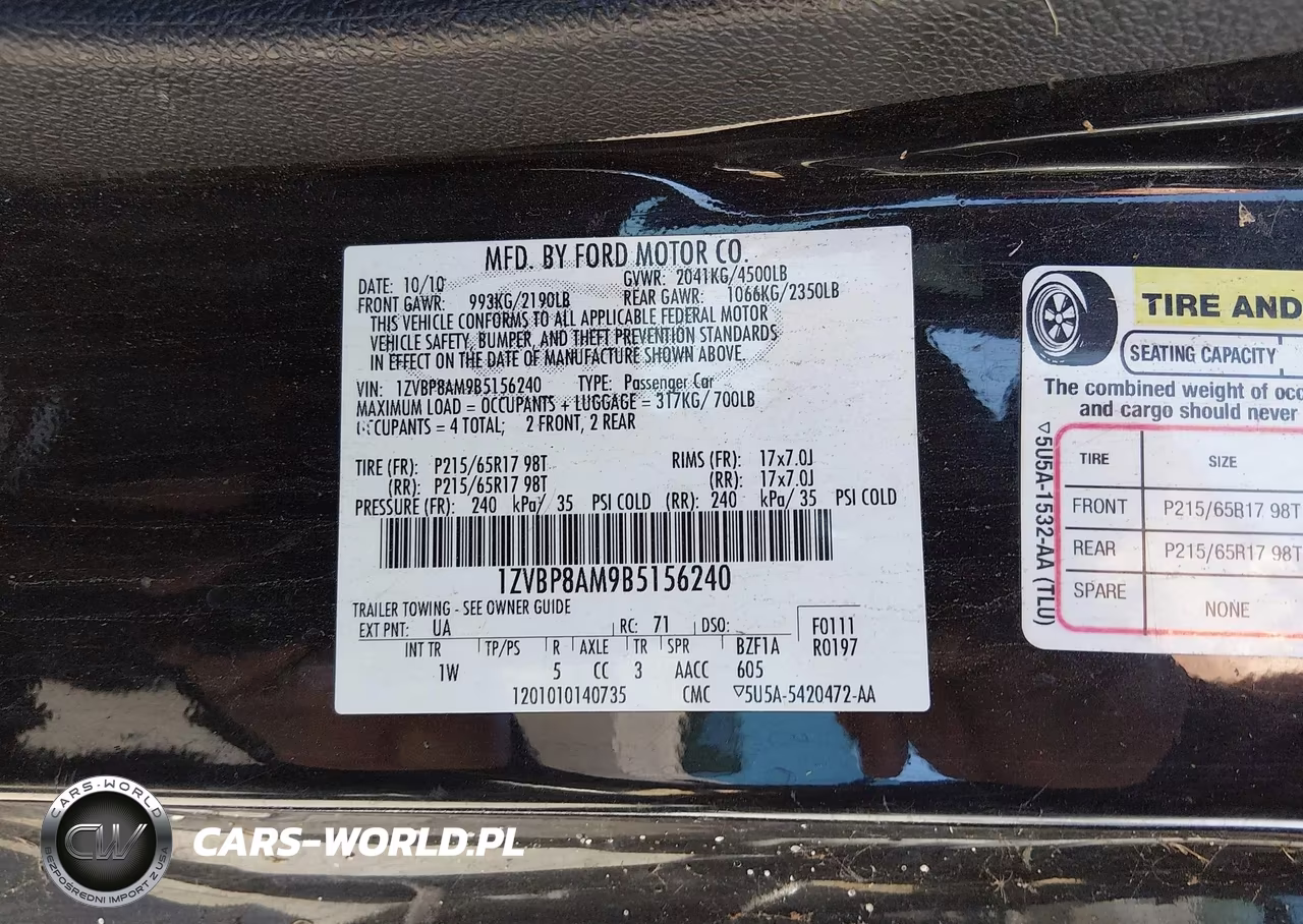 2011 Ford Mustang V6 VIN:1ZVBP8AM9B5156240 - 9