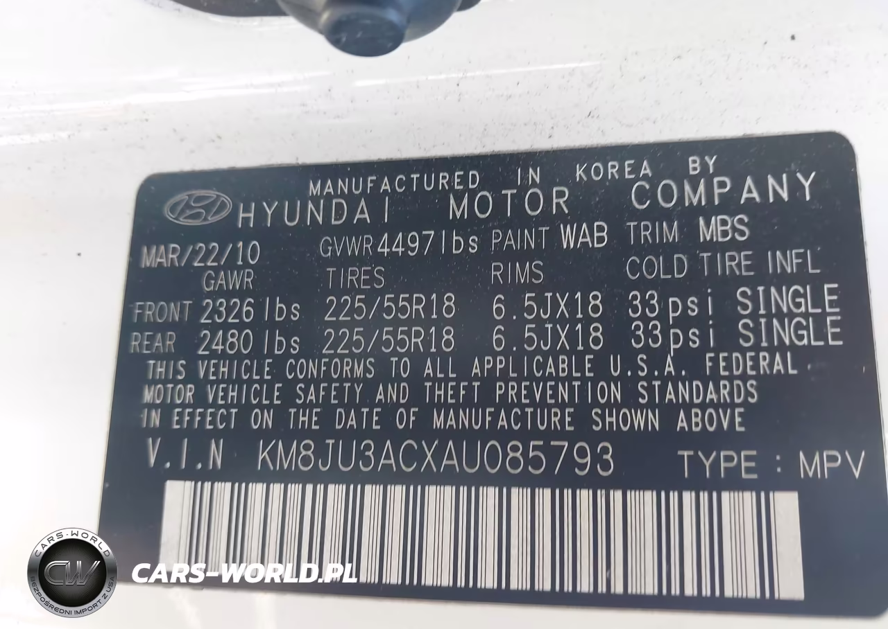 2010 Hyundai Tucson Limited Pzev VIN:KM8JU3ACXAU085793 - 9