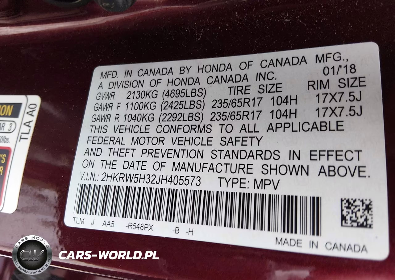 2018 Honda Cr-V Lx VIN:2HKRW5H32JH405573 - 9