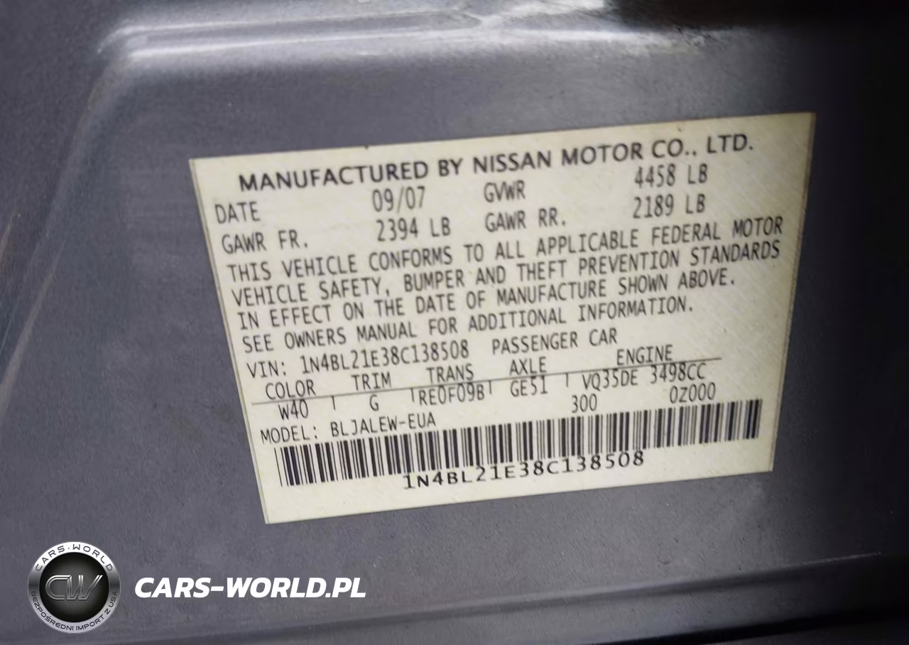 2008 Nissan Altima 3.5 Sl VIN:1N4BL21E38C138508 - 9