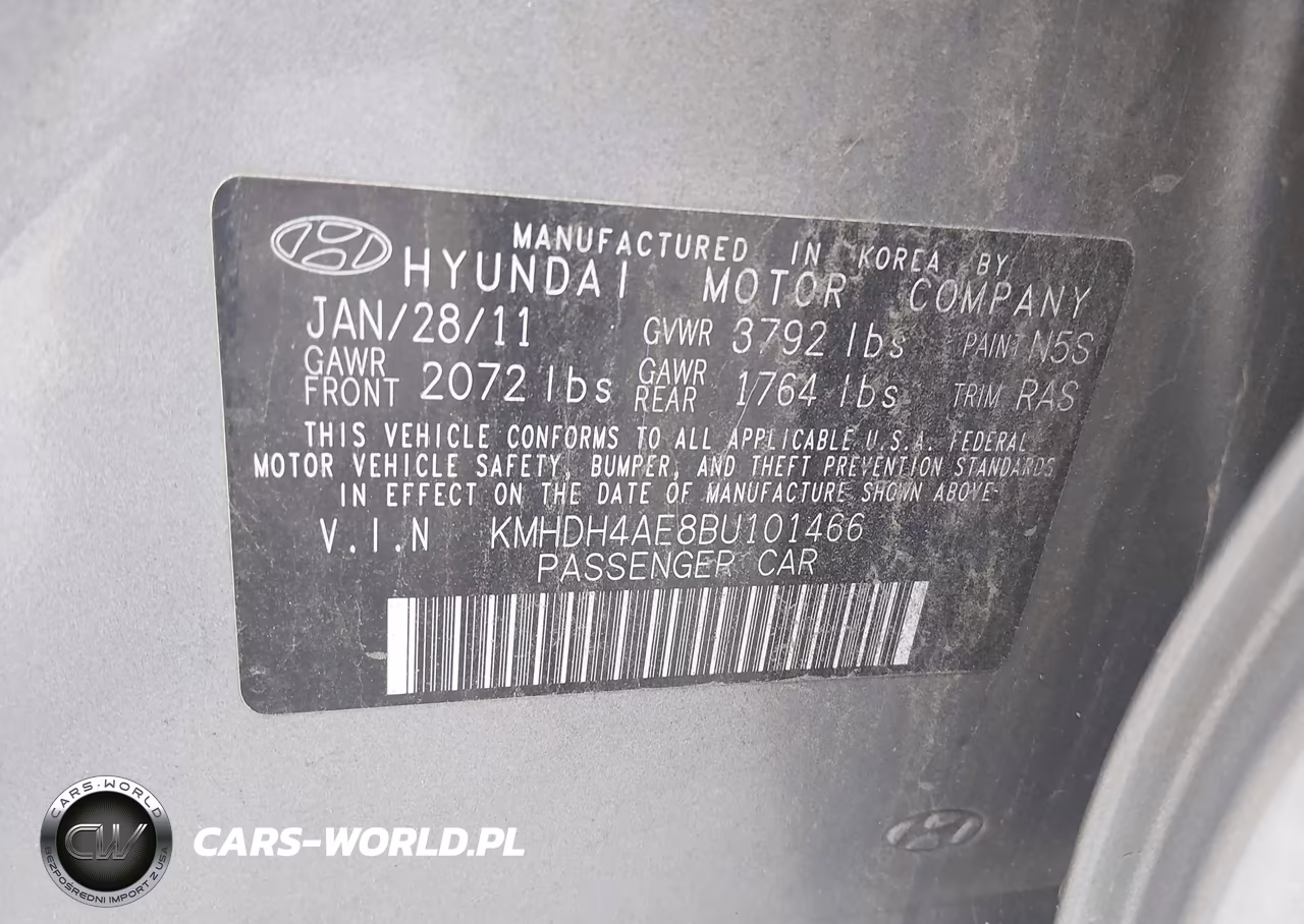 2011 Hyundai Elantra Gls (Ulsan Plant) VIN:KMHDH4AE8BU101466 - 9