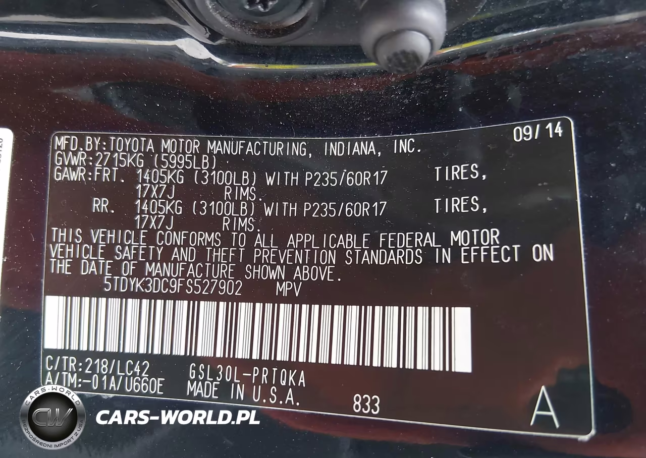 2015 Toyota Sienna Xle-Xle 8 Passenger VIN:5TDYK3DC9FS527902 - 9
