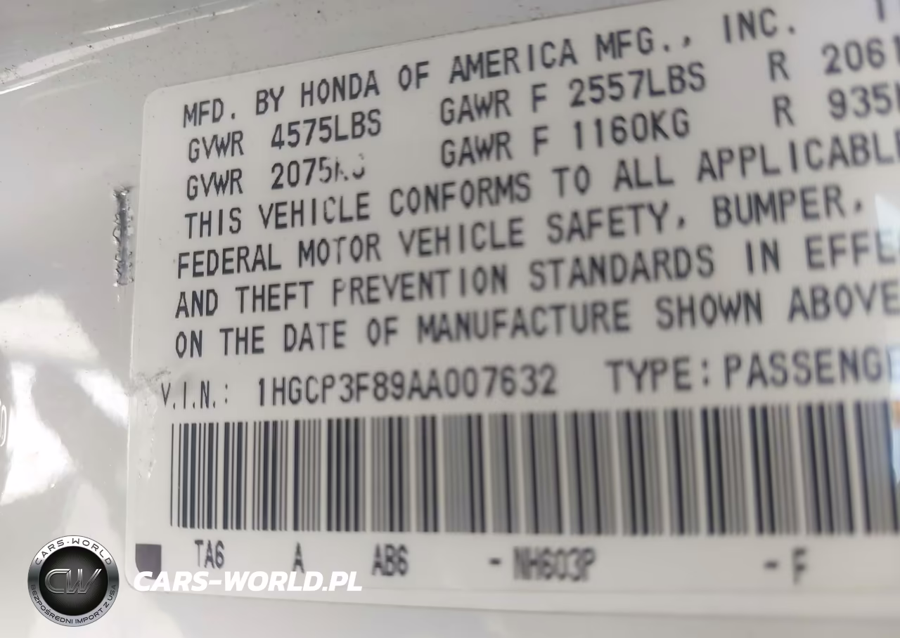 2010 Honda Accord 3.5 Ex-L VIN:1HGCP3F89AA007632 - 9