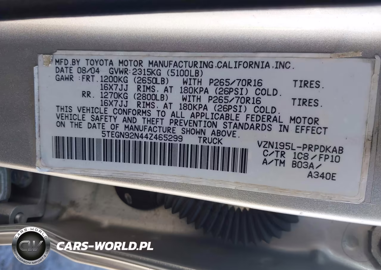 2004 Toyota Tacoma Prerunner V6 VIN:5TEGN92N44Z465299 - 9