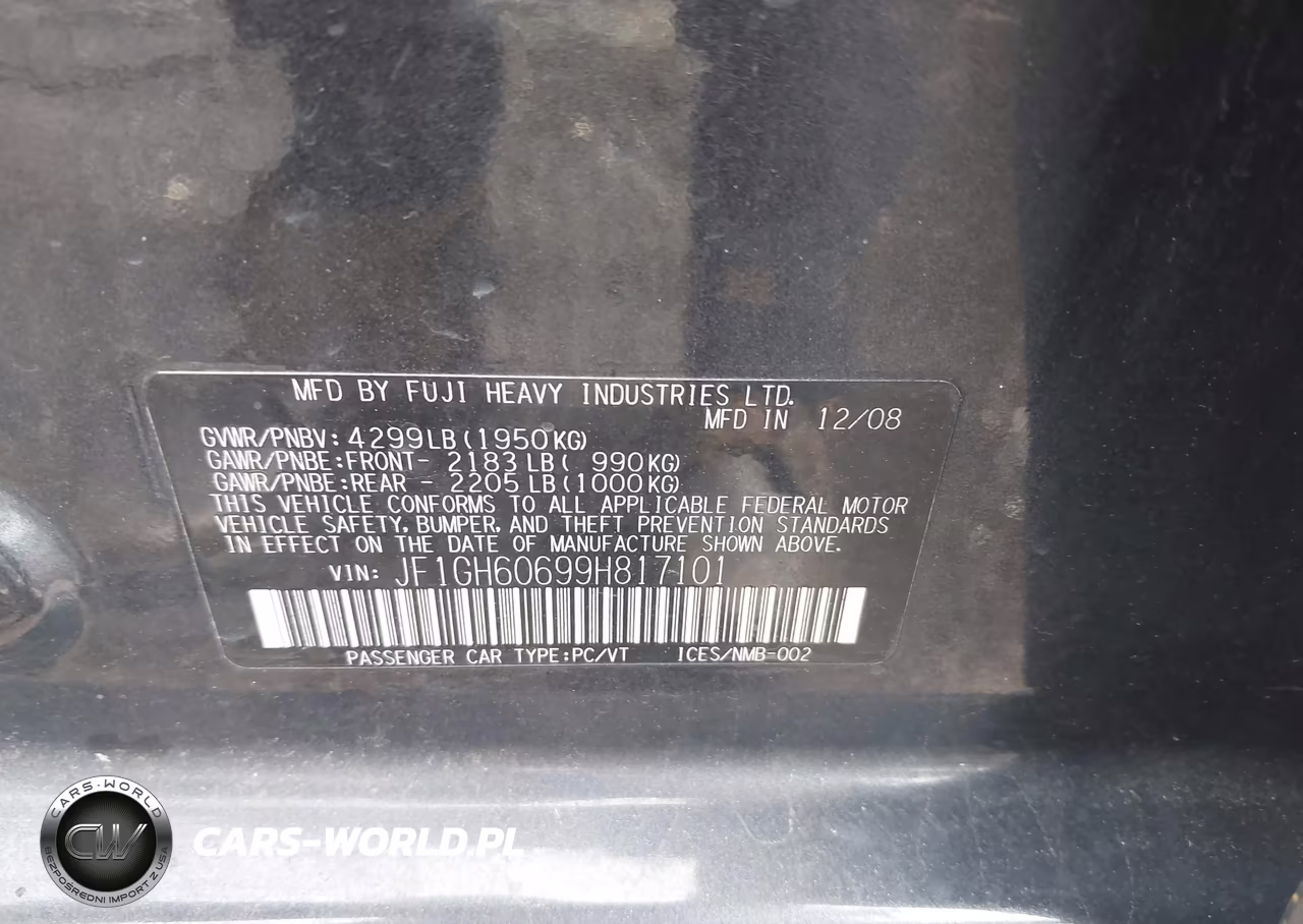 2009 Subaru Impreza Wagon I W-Premium Pkg VIN:JF1GH60699H817101 - 9