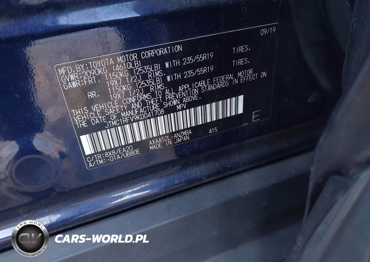 2019 Toyota Rav4 Xle Premium VIN:JTMC1RFV9KD041708 - 9