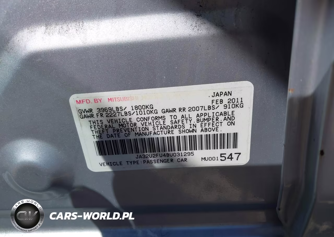 2011 Mitsubishi Lancer Es VIN:JA32U2FU4BU031295 - 9