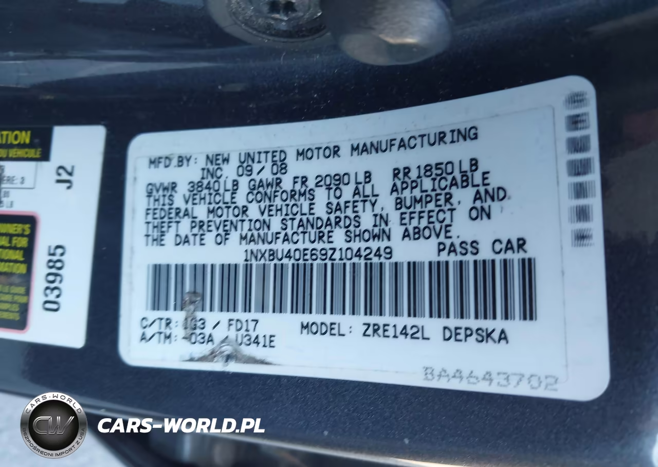 2009 Toyota Corolla S VIN:1NXBU40E69Z104249 - 9