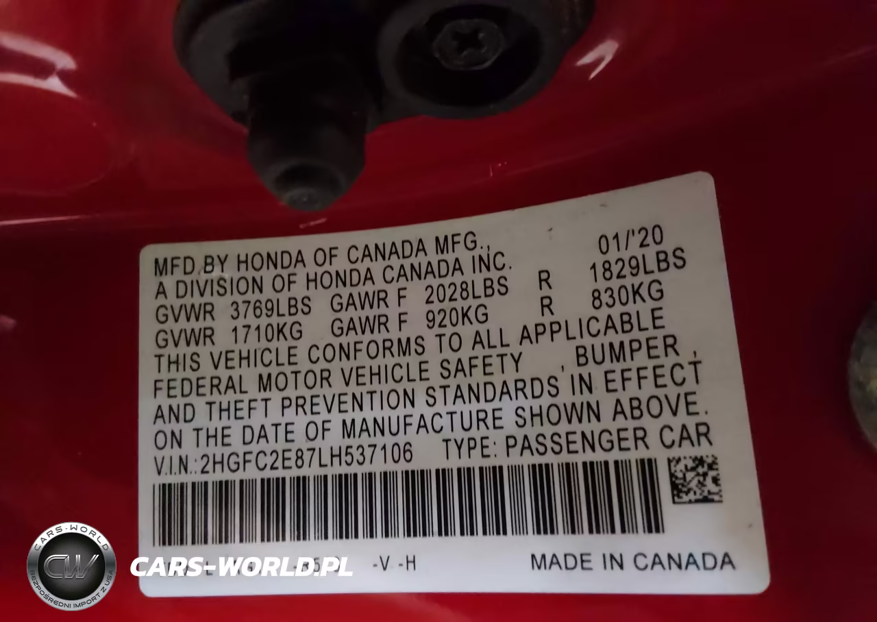 2020 Honda Civic Sport VIN:2HGFC2E87LH537106 - 9