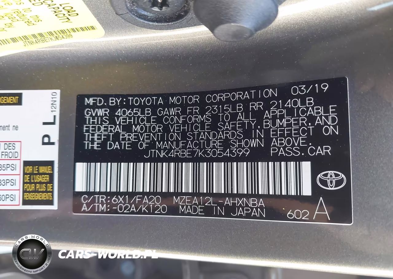 2019 Toyota Corolla Se VIN:JTNK4RBE7K3054399 - 9