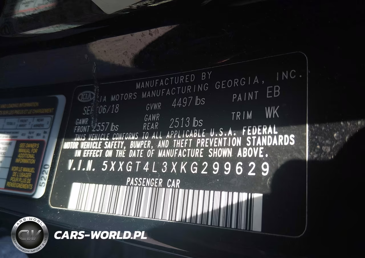 2019 Kia Optima Lx VIN:5XXGT4L3XKG299629 - 9