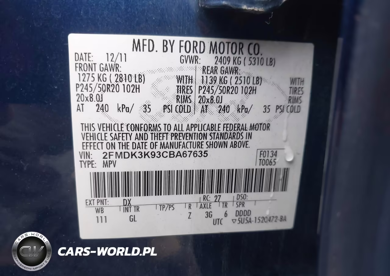2012 Ford Edge Limited VIN:2FMDK3K93CBA67635 - 9