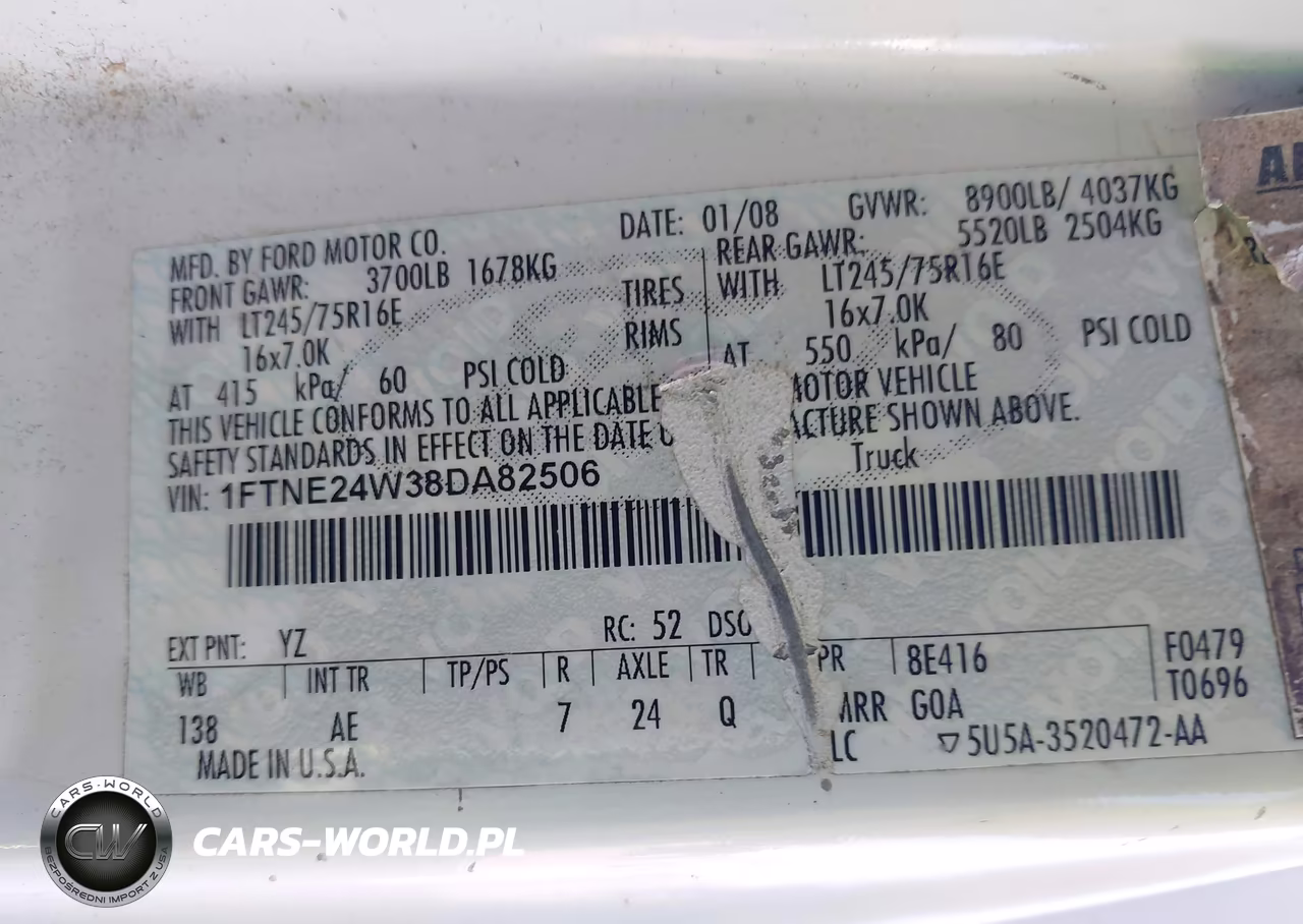 2008 Ford Econoline VIN:1FTNE24W38DA82506 - 9