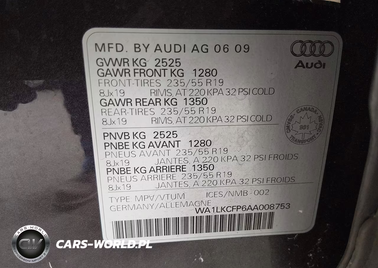 2010 Audi Q5 3.2 Premium VIN:WA1LKCFP6AA008753 - 9