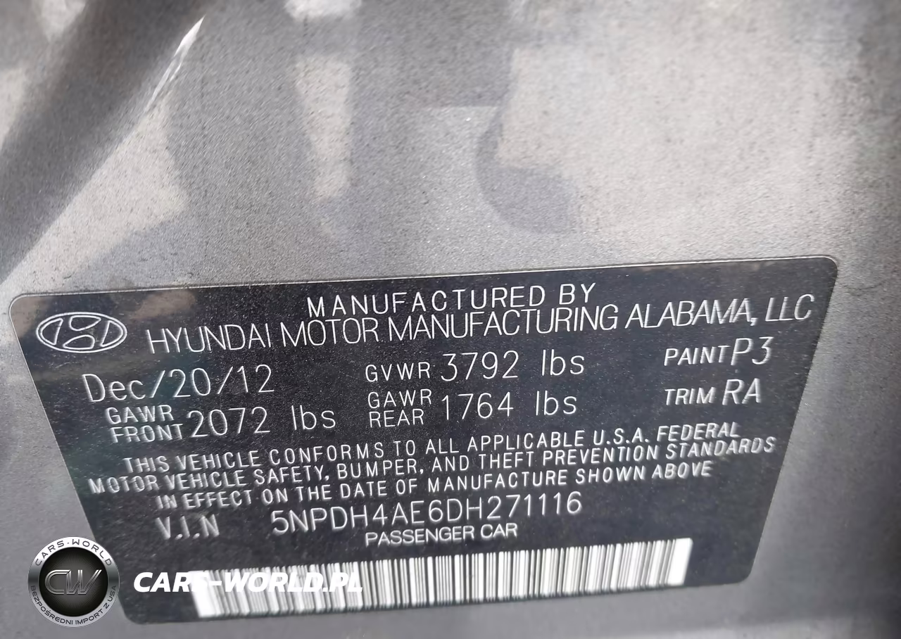 2013 Hyundai Elantra Limited VIN:5NPDH4AE6DH271116 - 9