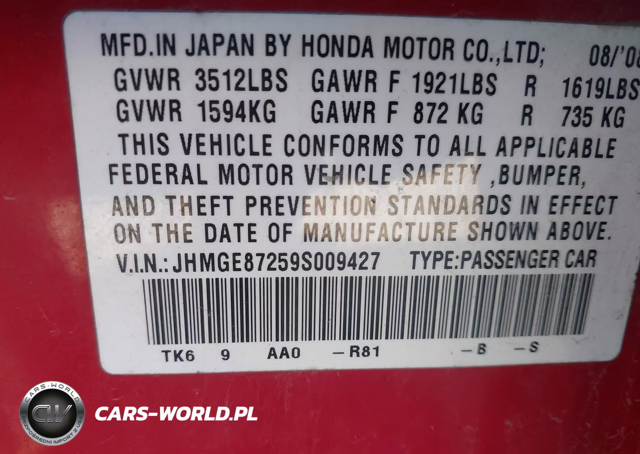 2009 Honda Fit VIN:JHMGE87259S009427 - 9
