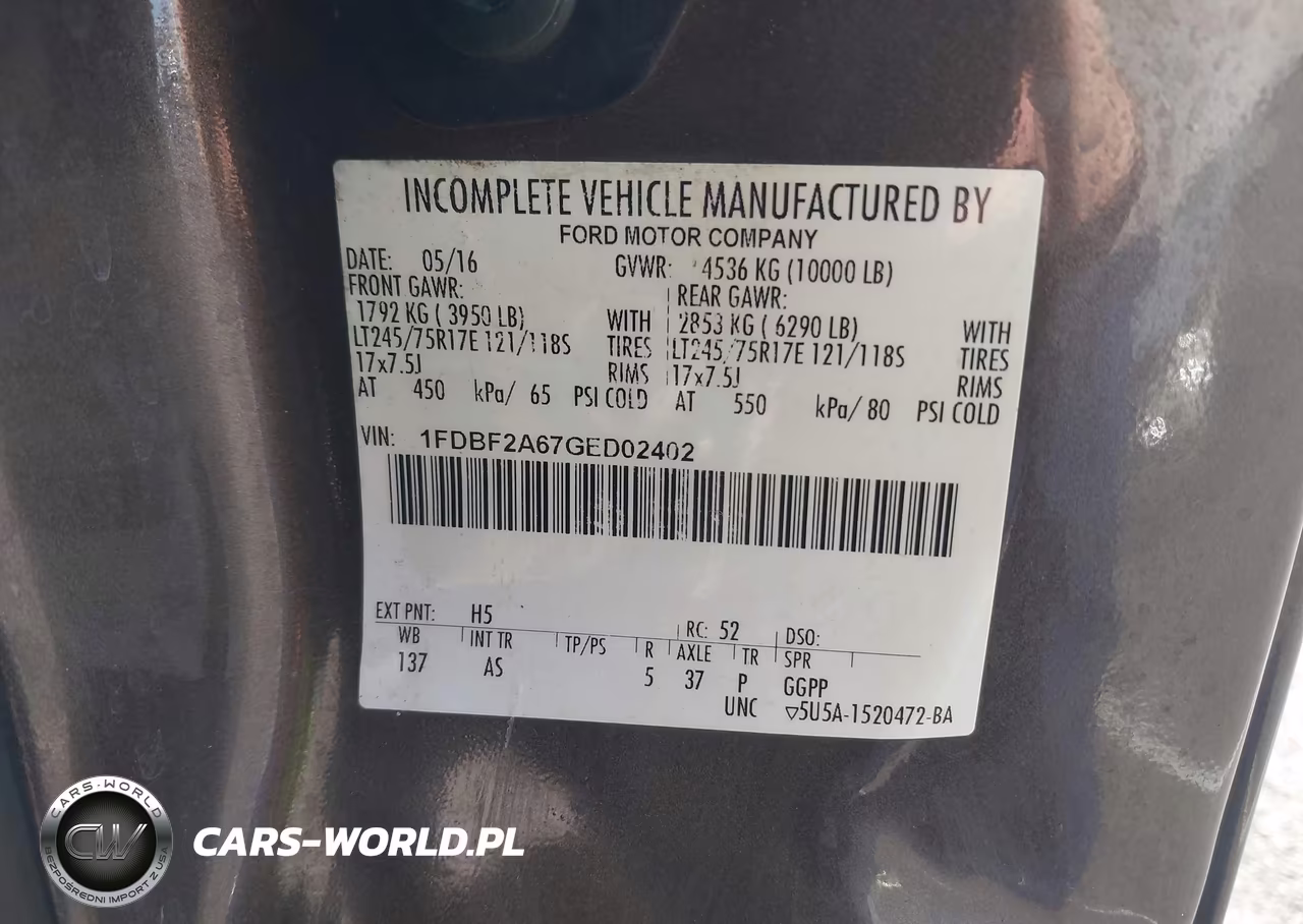 2016 Ford Super Duty F-250 Srw Xl VIN:1FDBF2A67GED02402 - 9