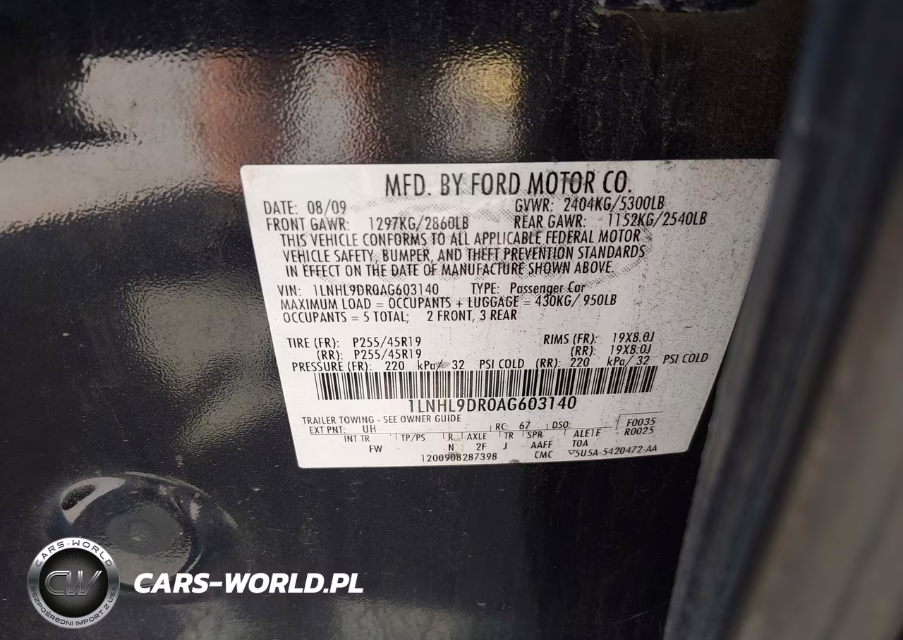 2010 Lincoln Mks VIN:1LNHL9DR0AG603140 - 9