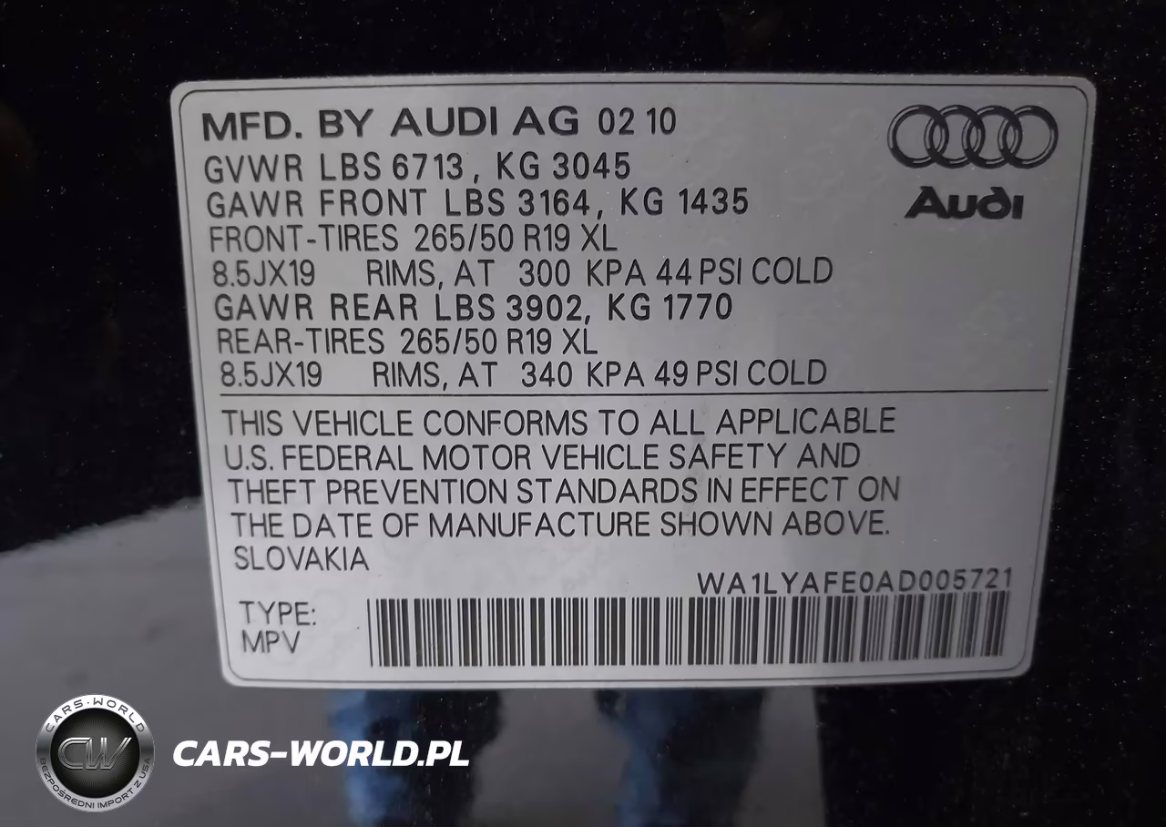 2010 Audi Q7 3.6L Premium Plus VIN:WA1LYAFE0AD005721 - 9