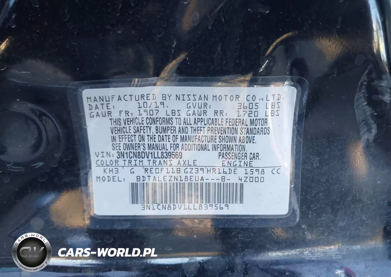 2020 Nissan Versa S Xtronic Cvt VIN:3N1CN8DV1LL839569 - 9