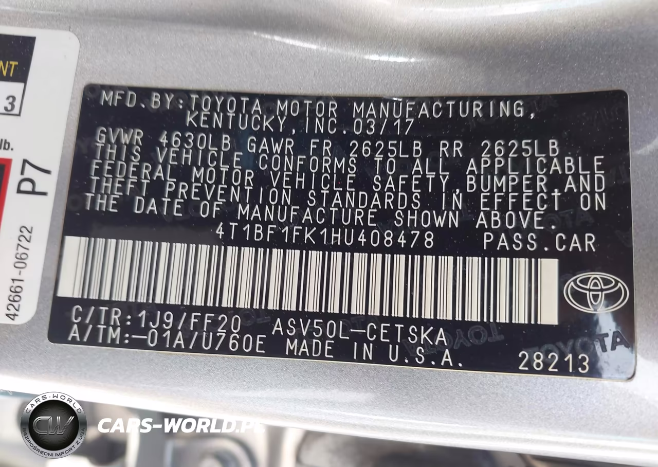 2017 Toyota Camry Se VIN:4T1BF1FK1HU408478 - 9
