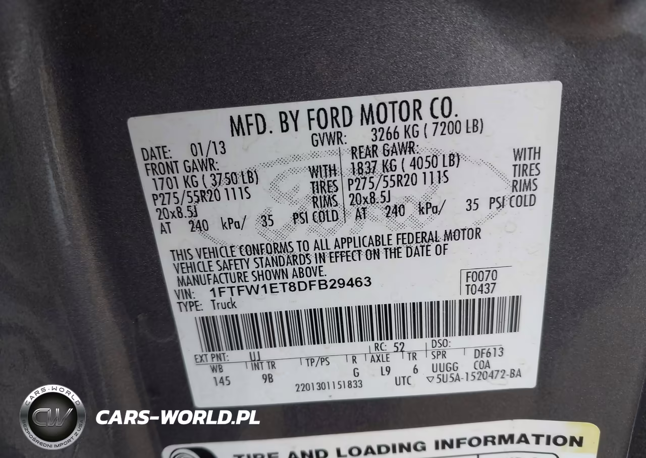 2013 Ford F-150 Platinum VIN:1FTFW1ET8DFB29463 - 9