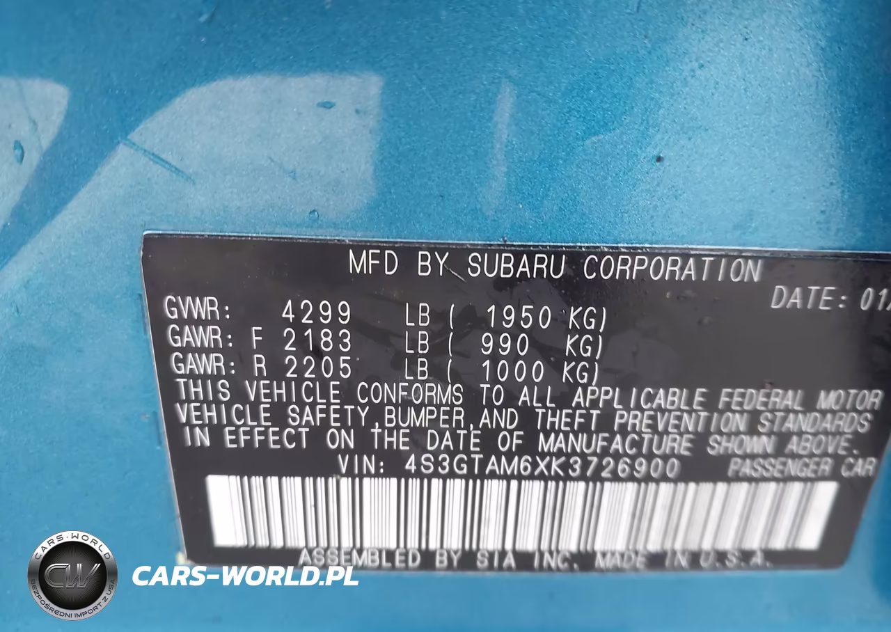 2019 Subaru Impreza 2.0I Sport VIN:4S3GTAM6XK3726900 - 9