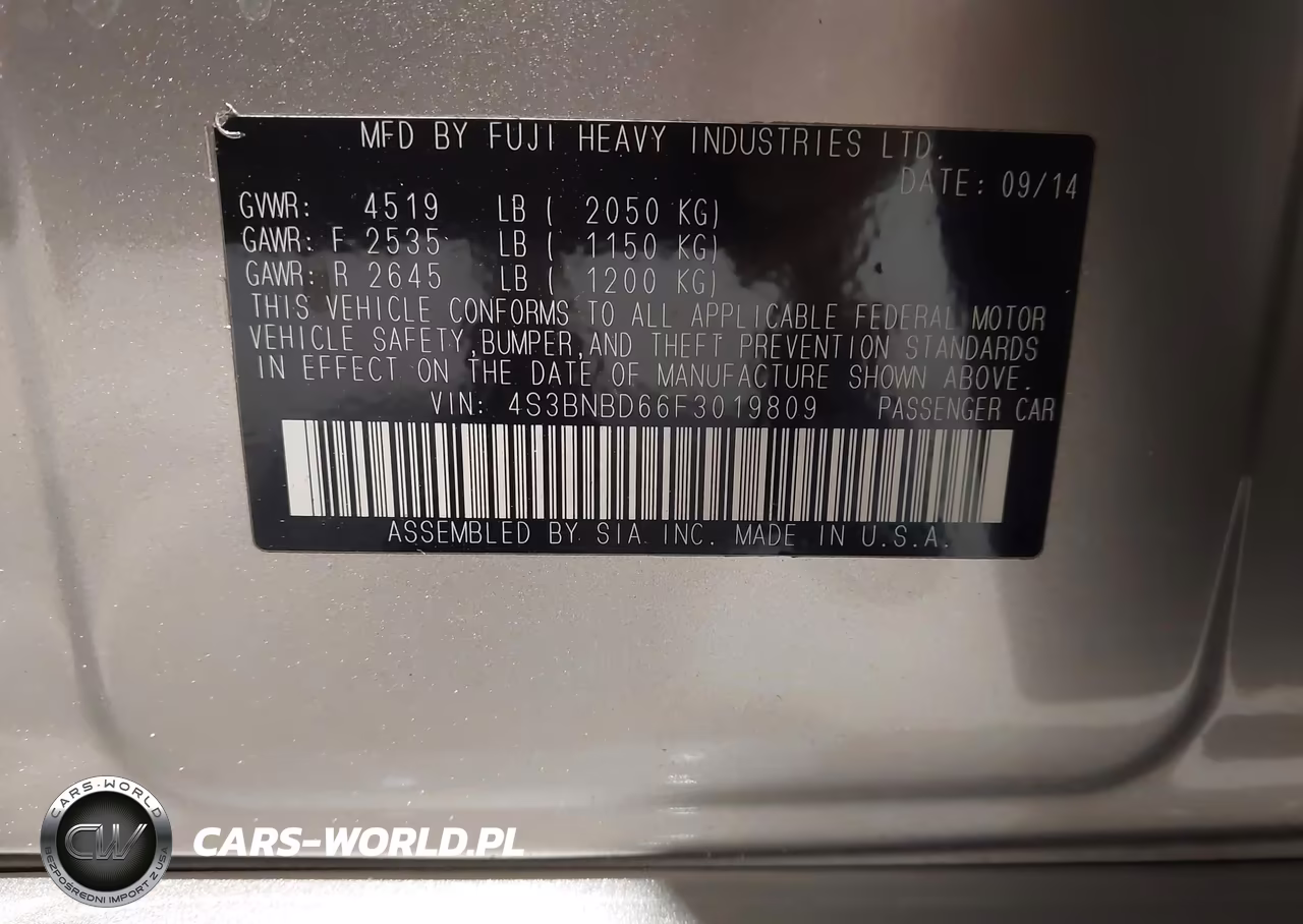 2015 Subaru Legacy 2.5I Premium VIN:4S3BNBD66F3019809 - 9