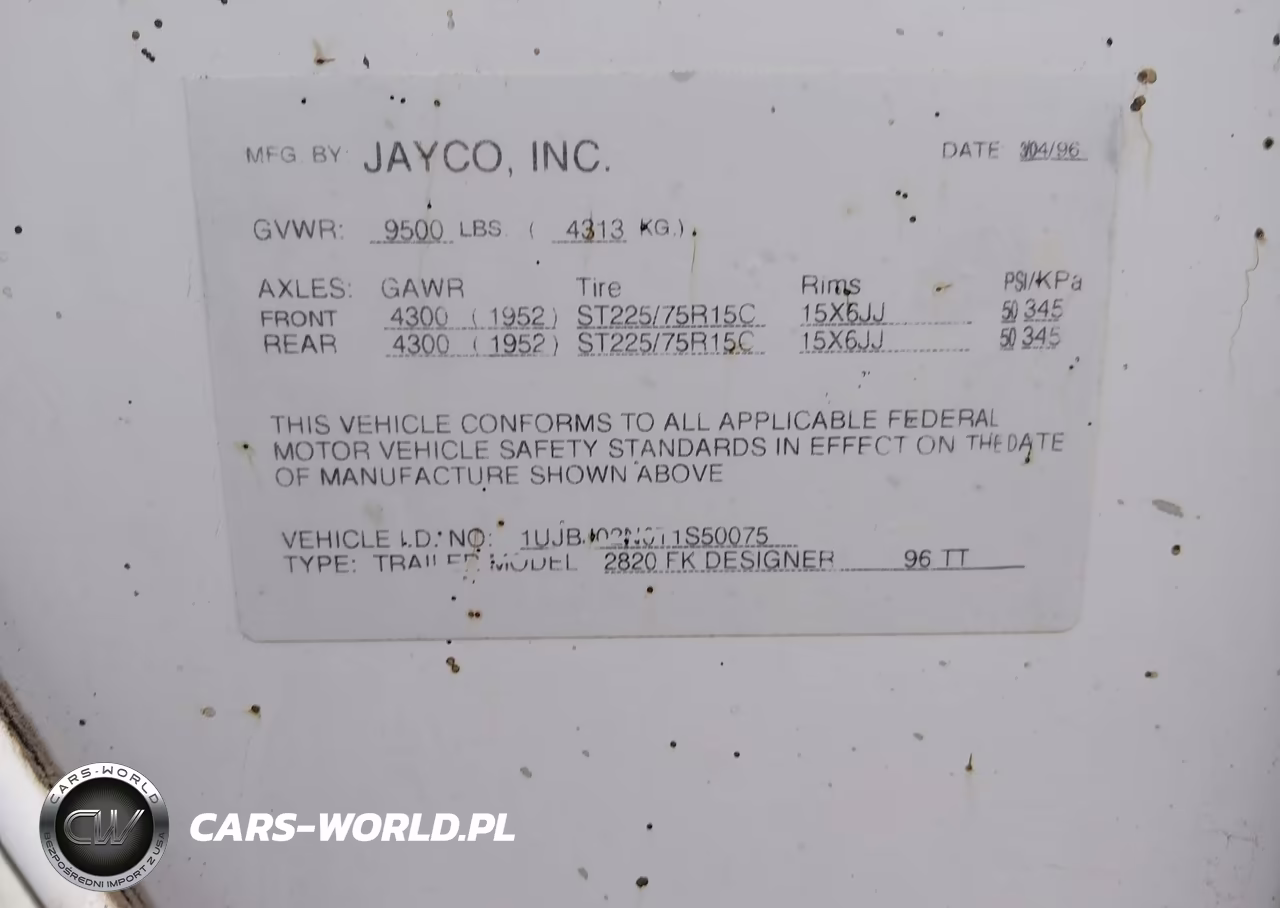 1996 Jayco Rv Trailer VIN:1UJBJ02N0T1S50075 - 9