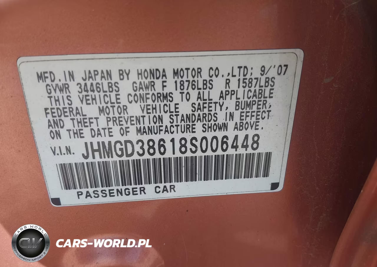 2008 Honda Fit Sport VIN:JHMGD38618S006448 - 9