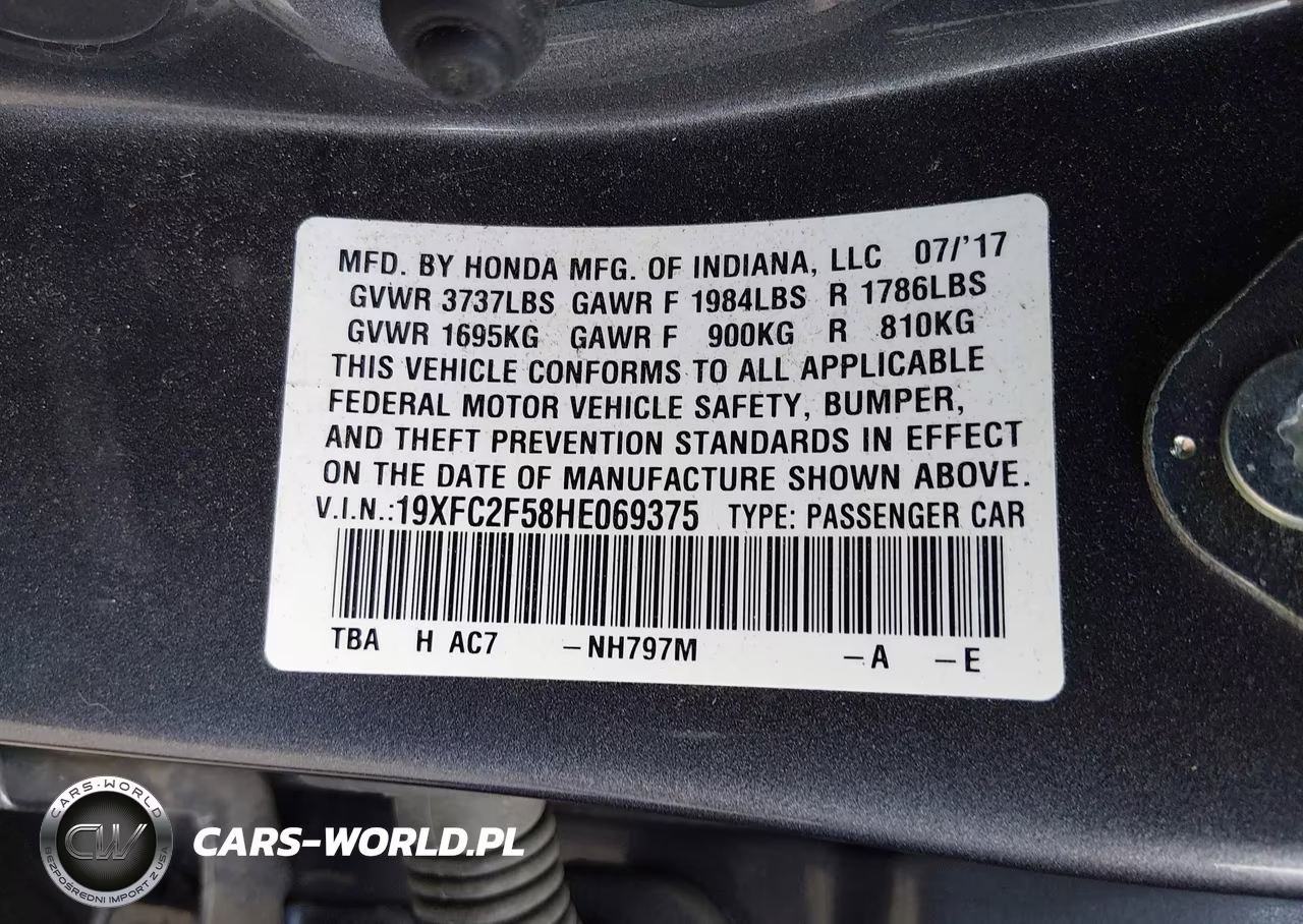 2017 Honda Civic Lx VIN:19XFC2F58HE069375 - 9
