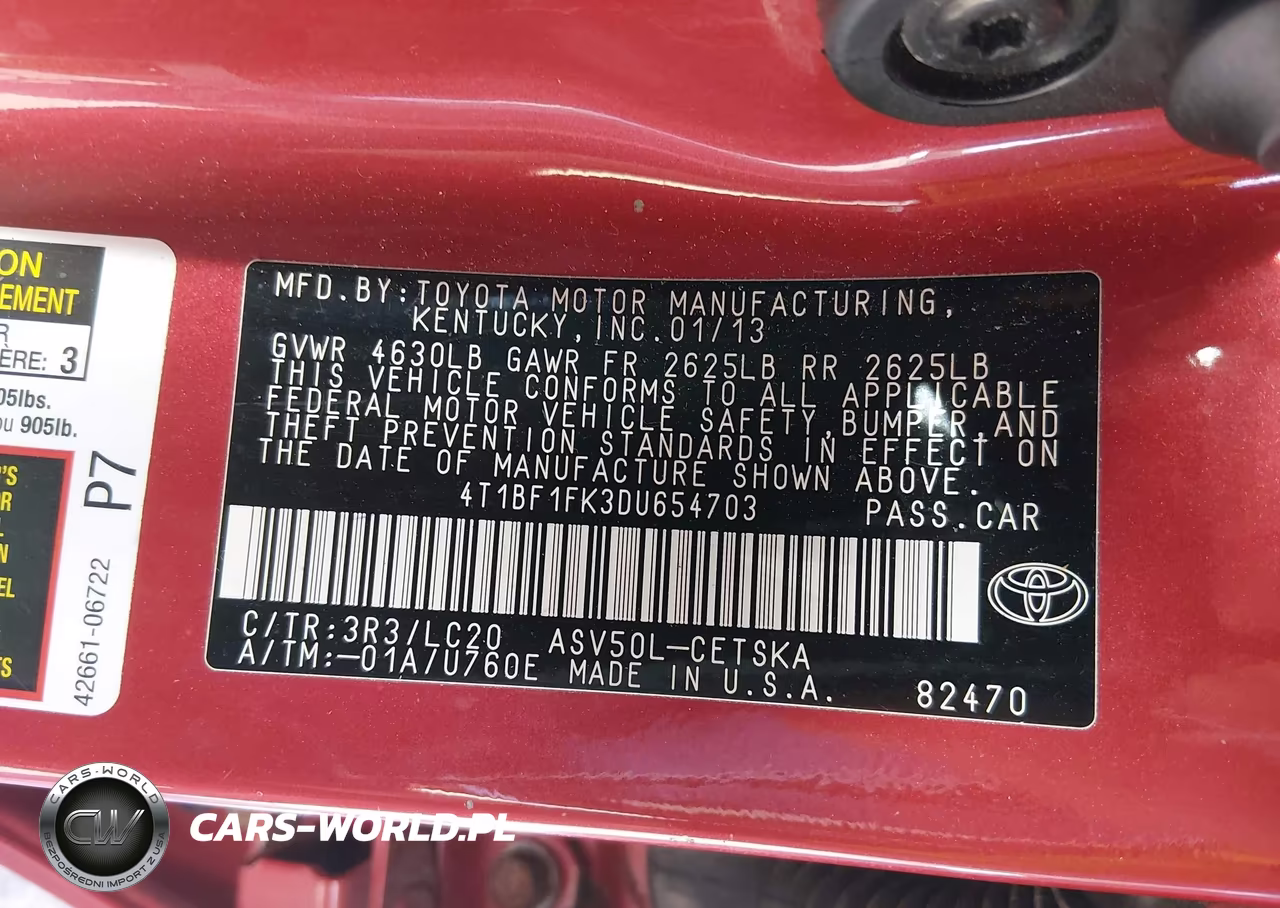 2013 Toyota Camry Se VIN:4T1BF1FK3DU654703 - 9